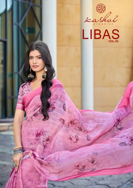 Libas Vol 6 By Kashvi Dull Moss Wholesale Daily Wear Saree Suppliers In Mumbai
